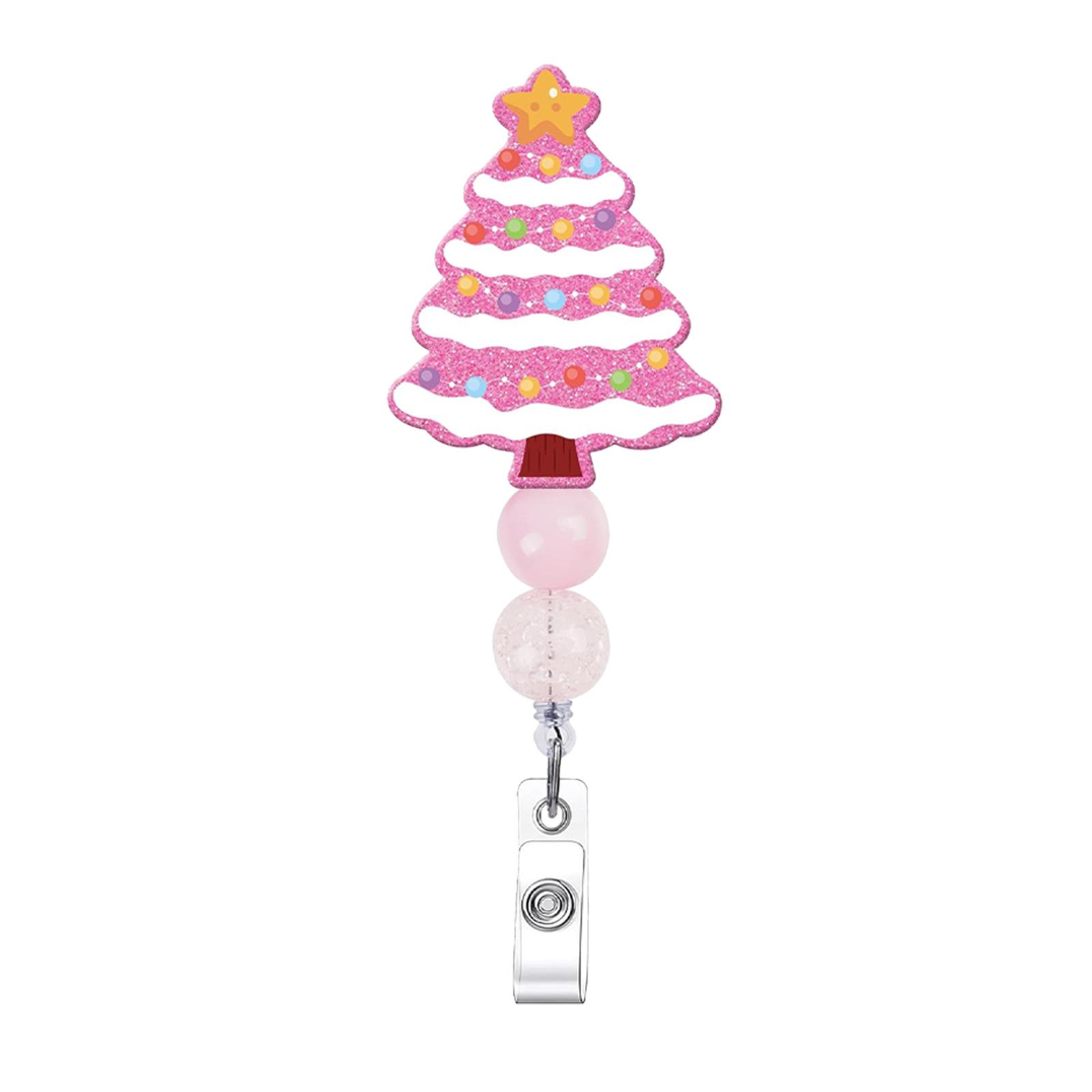 

Acrylic Badge Holder High Quality Nurse Doctor Id Clip Christmas Bead Badge Clip Extendable Rotatable Crocodile Clip For Nurses