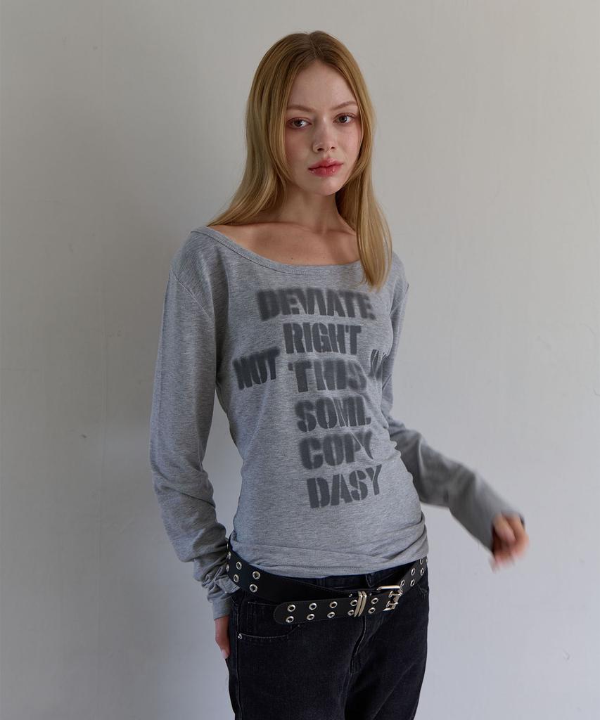 5OML Blur Lettering Loose Fit Long Sleeve (Melange Gray)