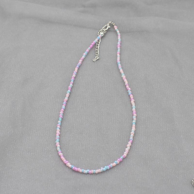 Korean Style Dopamine Color Beaded Necklace - Girly Bohemian Clavicle Chain