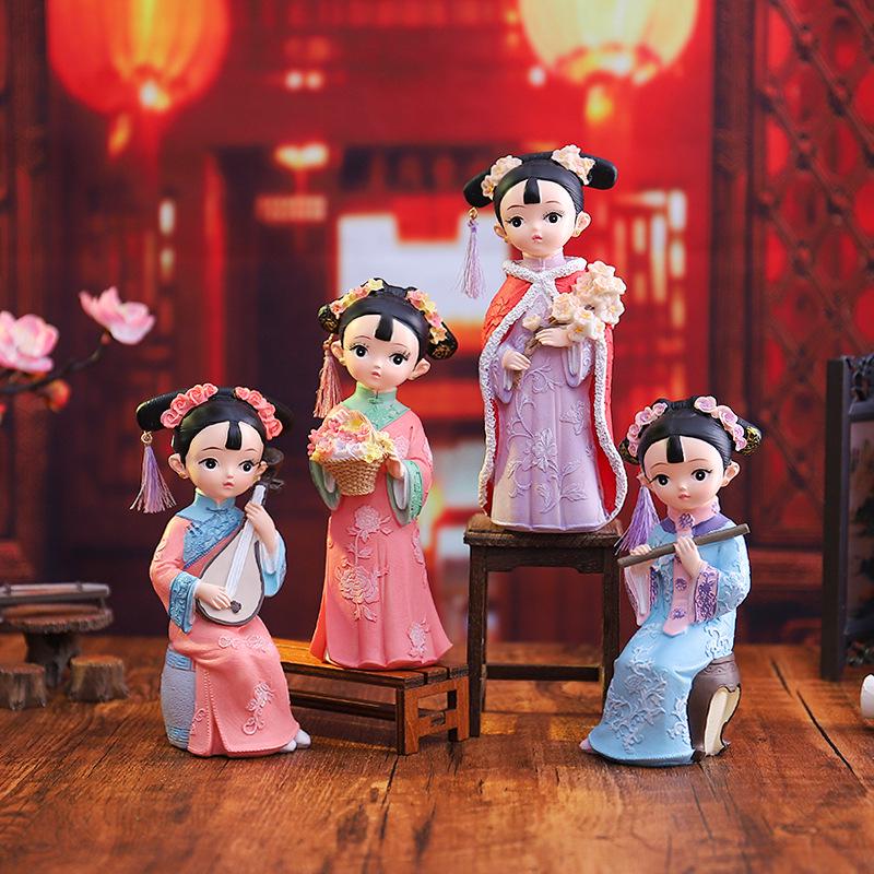 Hand-Painted Chinese Style Flower Princess Figurine - Classical Cultural Creative Gift