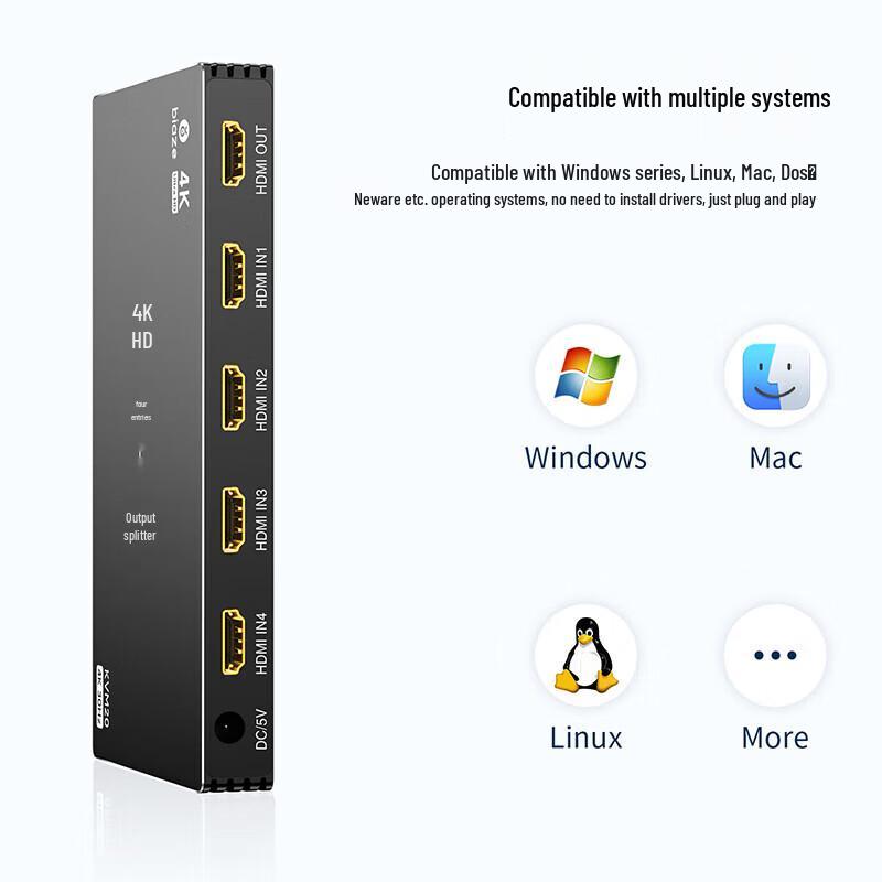 BIAZE 4K HDMI KVM Switch 4-Port