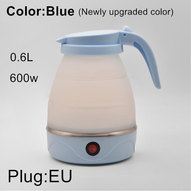 

220V 0.6L міні складаний чайник портативний водонагрівач 600W силіконовий компресійний електричний чайник домашній чайник легко подорожувати EU синій