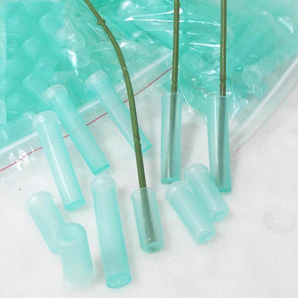 20Pcs Fresh Floral Water Tubes Leak Proof Preservation Tubes with Rubber Caps Perfect for Flower Shop Supplies 7.2x1.8cm Sky