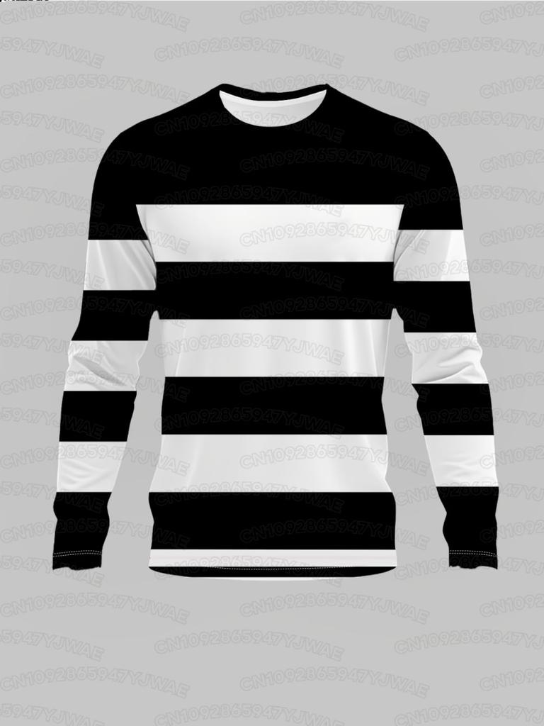 Men's Women's Long Sleeve Stripe Print T-Shirt Casual Wear Long Sleeve Top for Outdoor and Daily Wear T-shirt Pullovers