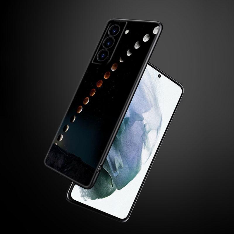 Husa de telefon din silicon Moon Stars Space Astronaut negru pentru Samsung Galaxy S23 S21 S20 FE S24 S22 Ultra S10E S10 S9 S8 Plus