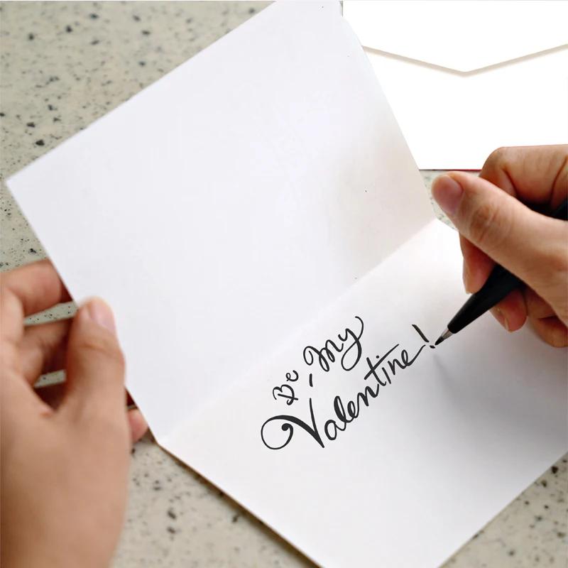 26-Piece Valentine's Day Foldable Greeting Cards with Envelopes Pink Heart-Shaped Postcards DIY Gift Cards Wedding Decorations