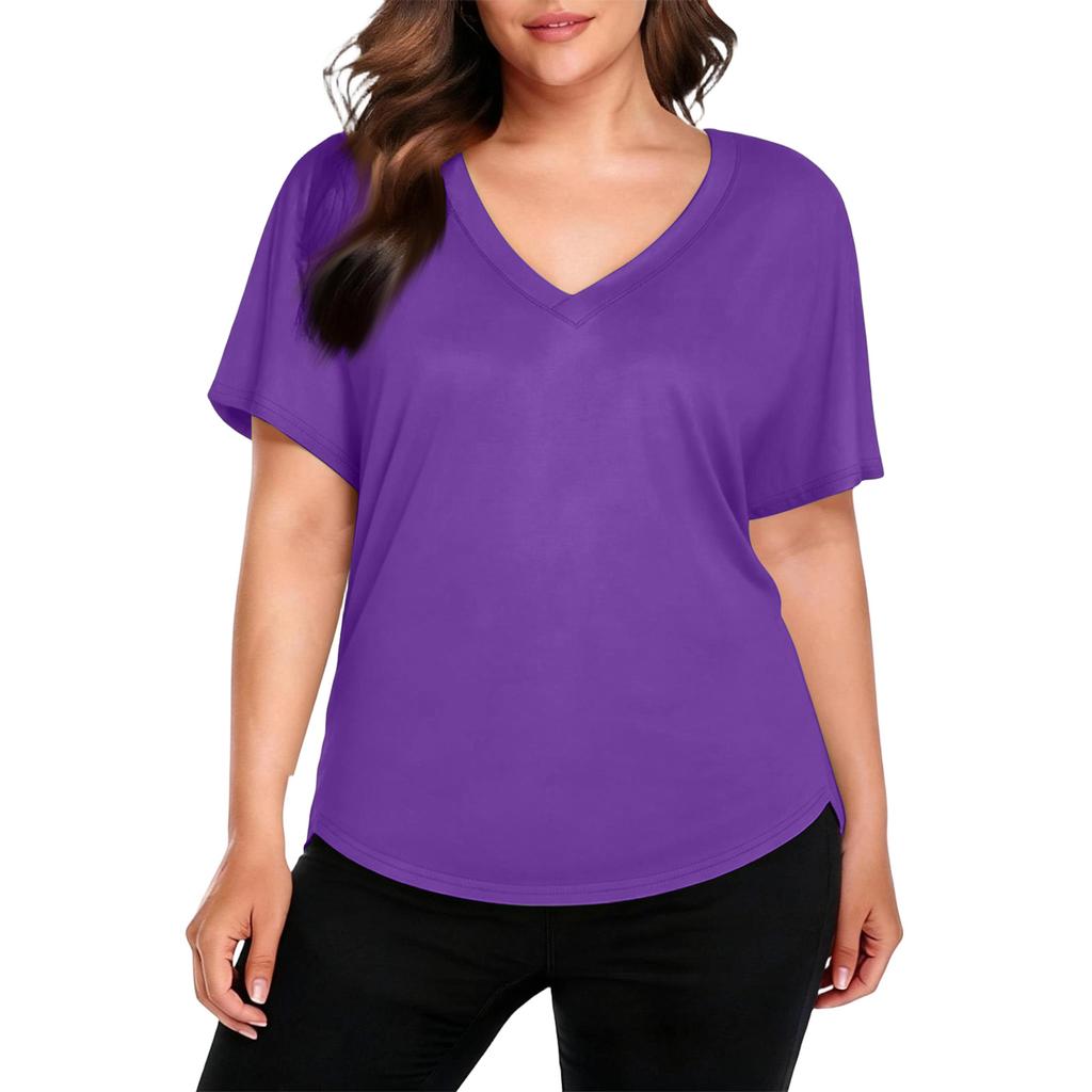 V Neck T Shirts for Women Casual Short Sleeve Shirts for Women Comfortable Spring Tops for Women Loose Fit Summer Tops for Women