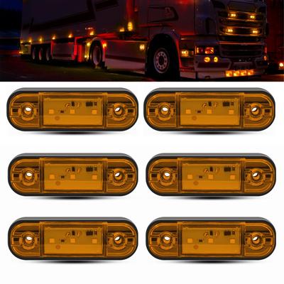 LED Side Marker Lights 3-LED Track Position Lamp 24V Waterproof Universal Yellow Pack of 6