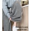 Petite Wool Blend Pinstripe High Waist Wide Leg Pants - Slimming, Loose Fit for Autumn/Winter