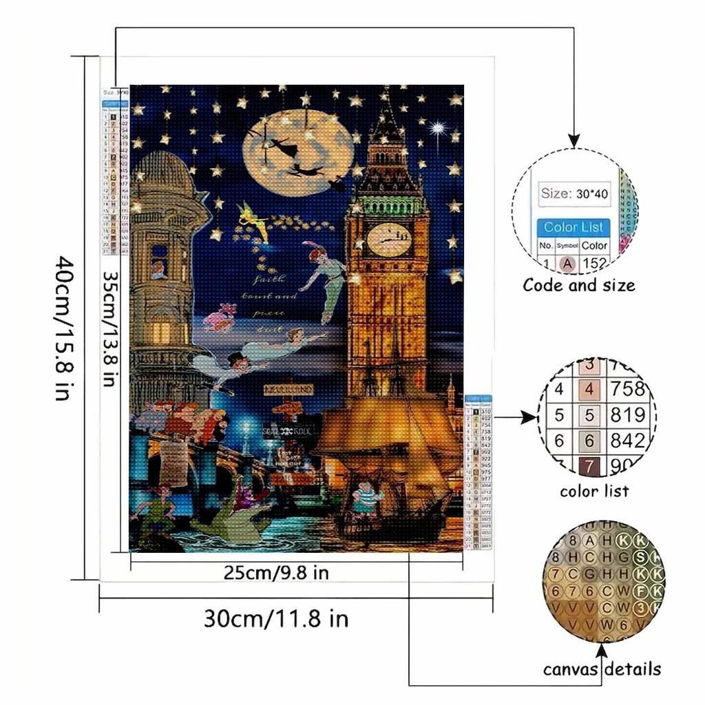 Diamond Mosaic Colorful Diamond Painting Elves Flying Everywhere Full Round Embroidery Cartoon Creative Hobbies Wall Decor