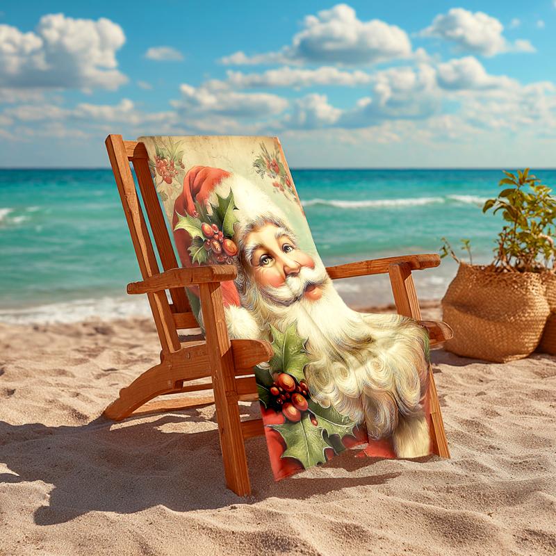 1Pc Vintage Christmas Portrait Beach Towel Quick Dry Multiuse For Beach Pool Gym Yoga Home Travel Christmas Halloween Xmas Gift S116