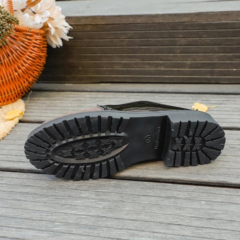 Leopard Print Loafers Versatile Casual Lace-up Heightened Foreign Style Lace-up Block Heel Plus Size New Single Shoes