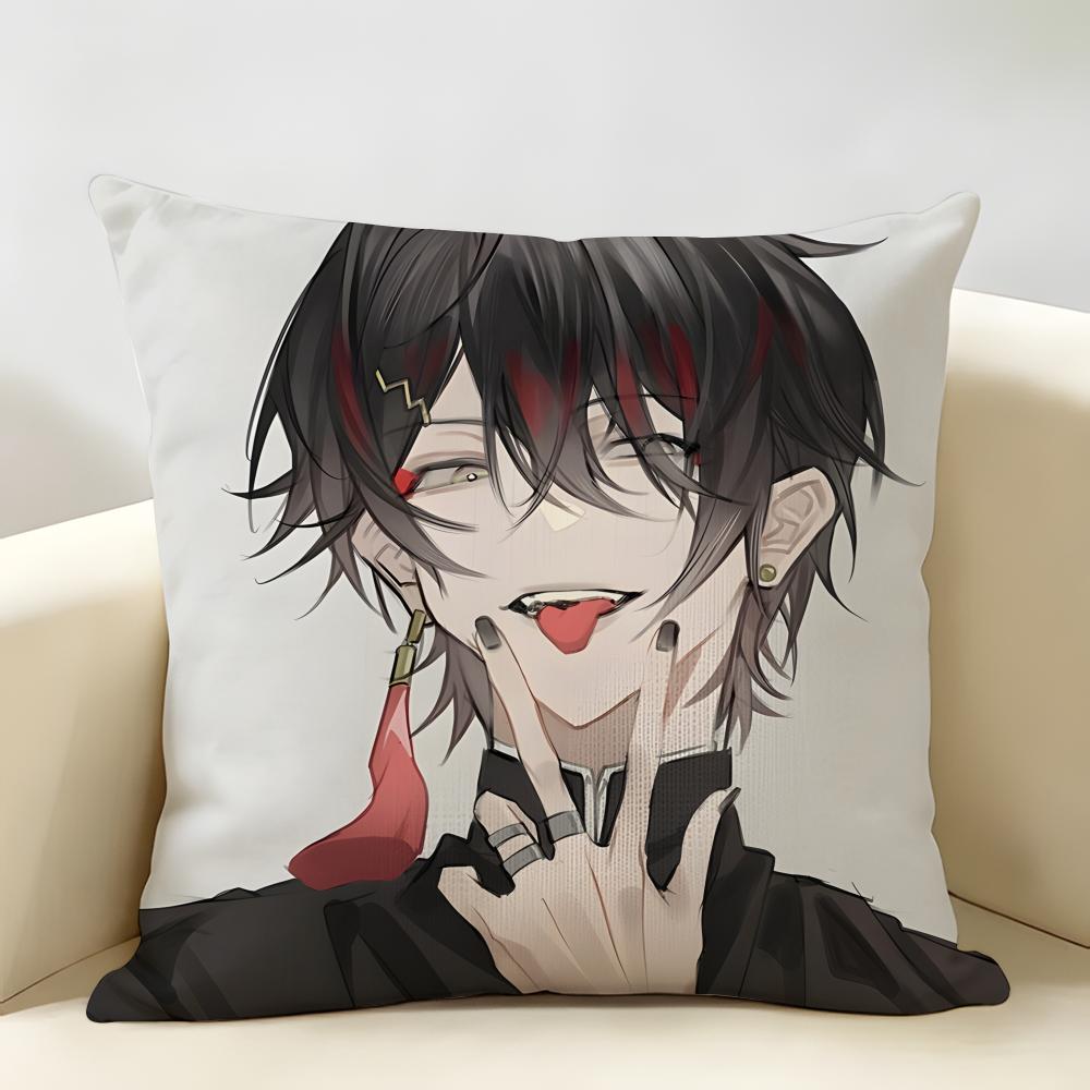 VVtuber Vox Akuma Cute Anime Cushion Cover Natural Linen Organic Fabric DoubleSided Printing Room Sofa Decor Pillow Case
