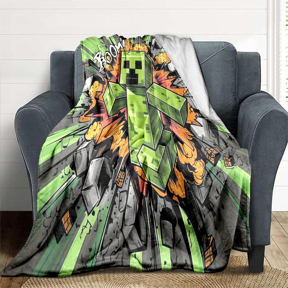 Minecraft Flannel Blanket, High quality Comfortable for All Seasons, Home Decor, Warmth and Comfort