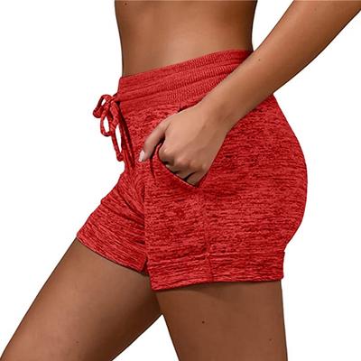 Shorts de détente pour femme, pour la course, avec cordon de serrage, pantalon court de yoga, taille haute, bas de survêtement de gym, vêtements d'intérieur