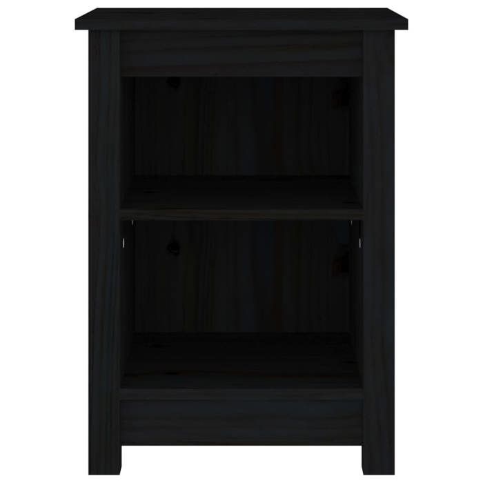 Table de chevet - Maison Exclusive - Noir - Bois de pin massif - 2 compartiments