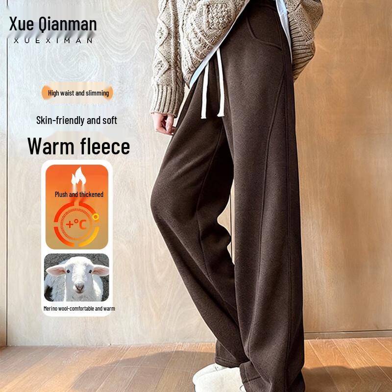 

Women s Herringbone Fleece-Lined Wide-Leg Pants XL