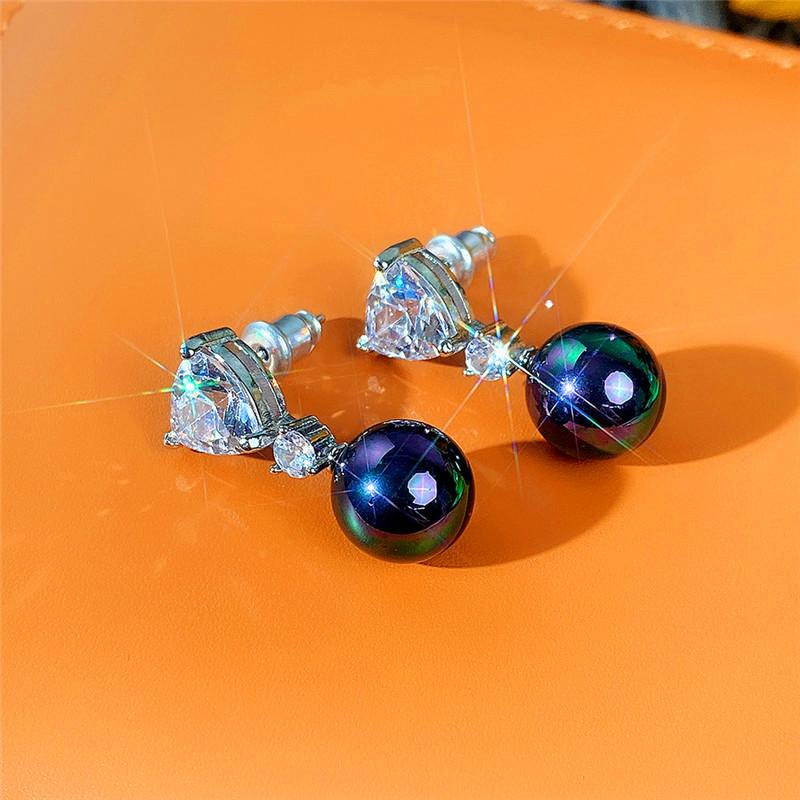 Huitan Coated Simulated Pearl Earrings for Women Modern Fashion Design Luxury Female Earrings Wedding Engagement Party Jewelry