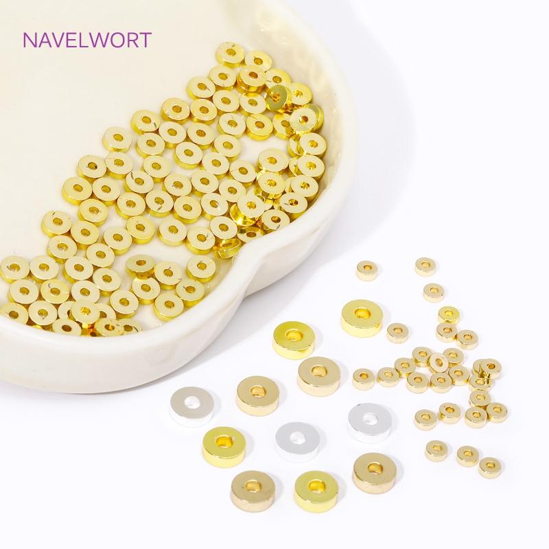 18K Gold Plated 3/4/6mm Round Smooth Spacer Beads,Separator For Beads,Brass Bracelet Beads For Jewelry Making, DIY Accessories