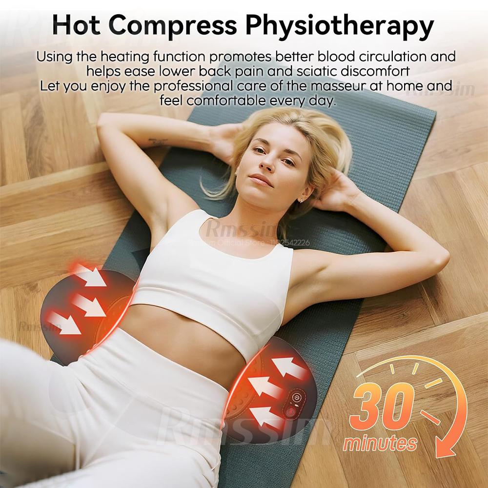 3-in-1 Electric Lumbar Support Pillow with Heat,Vibration &Traction,Waist Relief Waist Support Back Pillow Waist Protection Pad