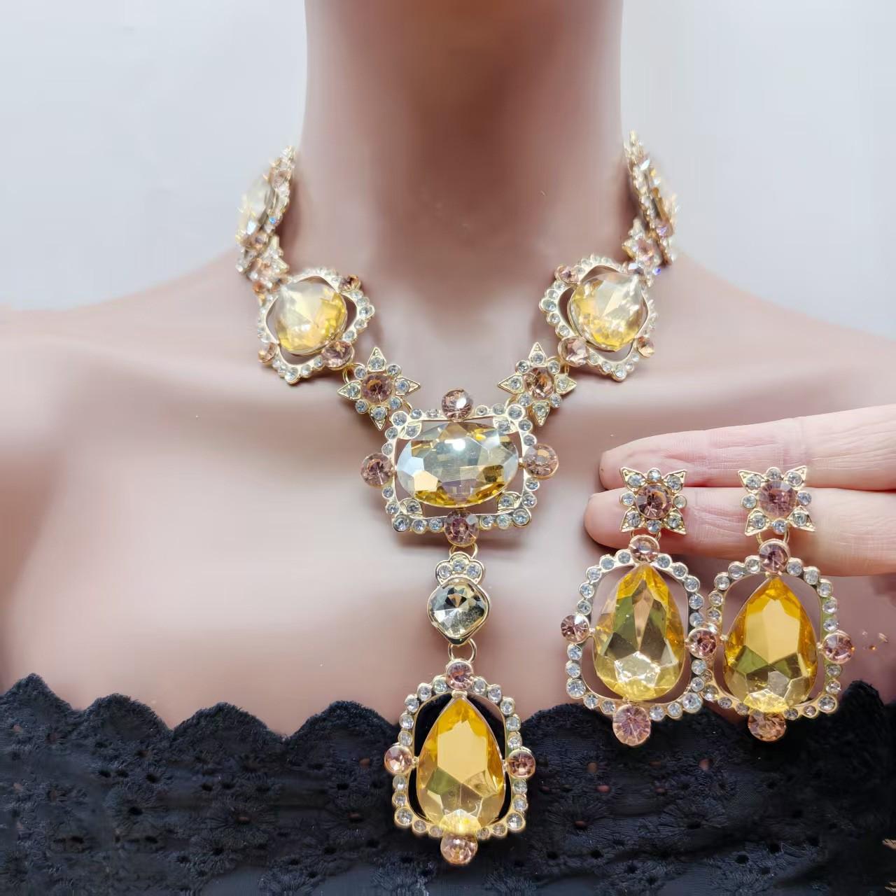 

Элегантный европейский и американский свадебный набор ожерелий - Свадебные ювелирные аксессуары из двух частей