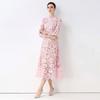 Frühling Herbst Damen Vintage Langarm Aushöhlen Spitze Lang Midi Partykleider