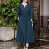 ZANZEA Women Casual V-Neck Solid Color Loose Long Sleeve Dress