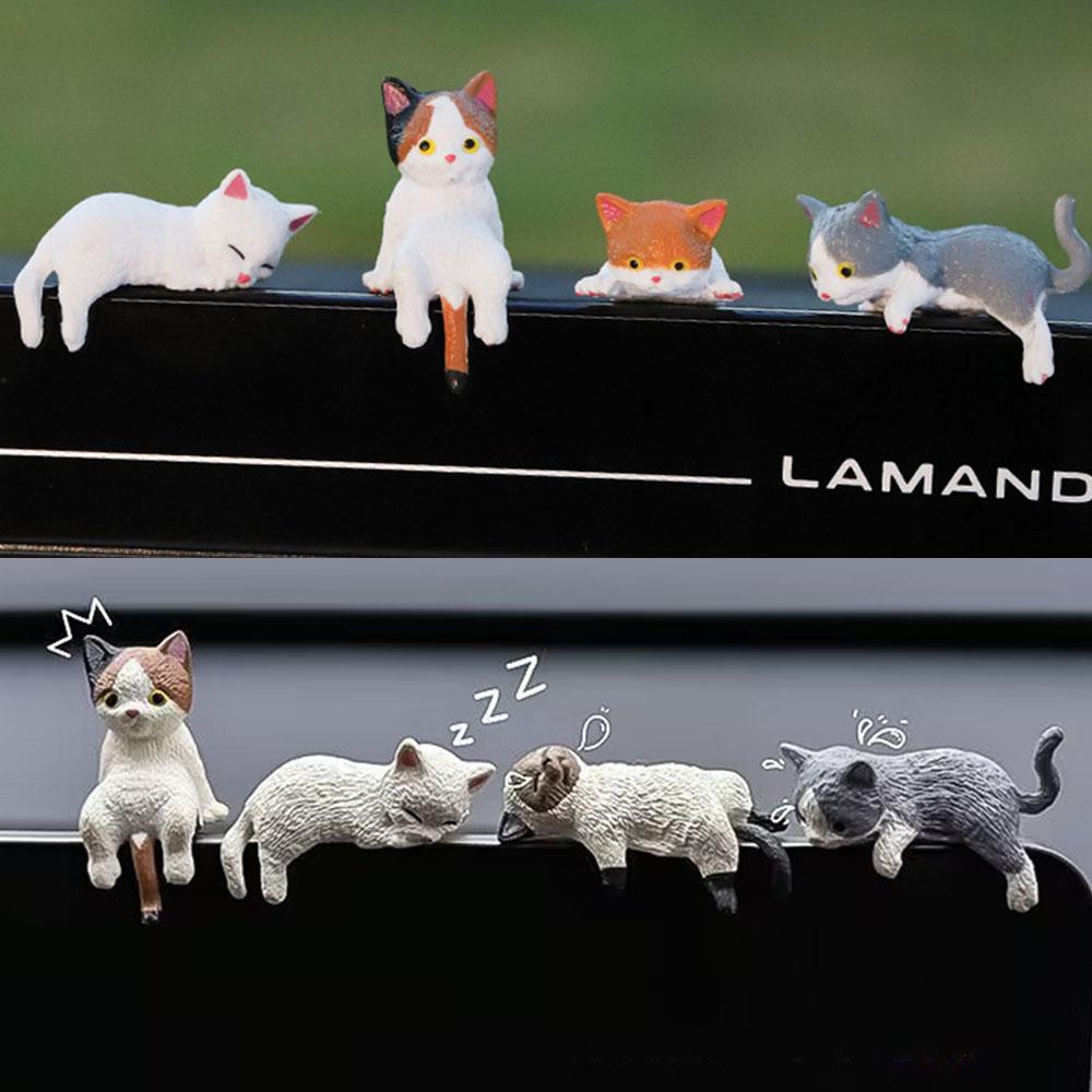 Cat Cartoon Dashboard Decorations Cute Animal Display Screen Charm Portable Ornaments For Vehicles Office Keyboard Table Statue