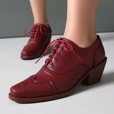 Vintage Slipper Schuhe Für Damen Mode Blockabsätze Rot Blau Schwarz Schnürpumps Schuhe Büroschuhe Damen Große Größe 45 48