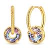 925 Sterling Silver Twisted Rope Huggie Hoop Earrings for Women Star Setting Purple Blue CZ Dangle Earrings Jewelry Trendy Gift