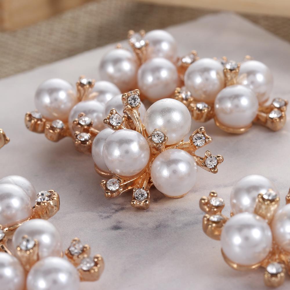 Boutons Strass Fleur 25 mm Bouton Perle Vêtements DIY Alliage Diamant Cryustal Accessoires Noeud Vêtement Décoratif Couture