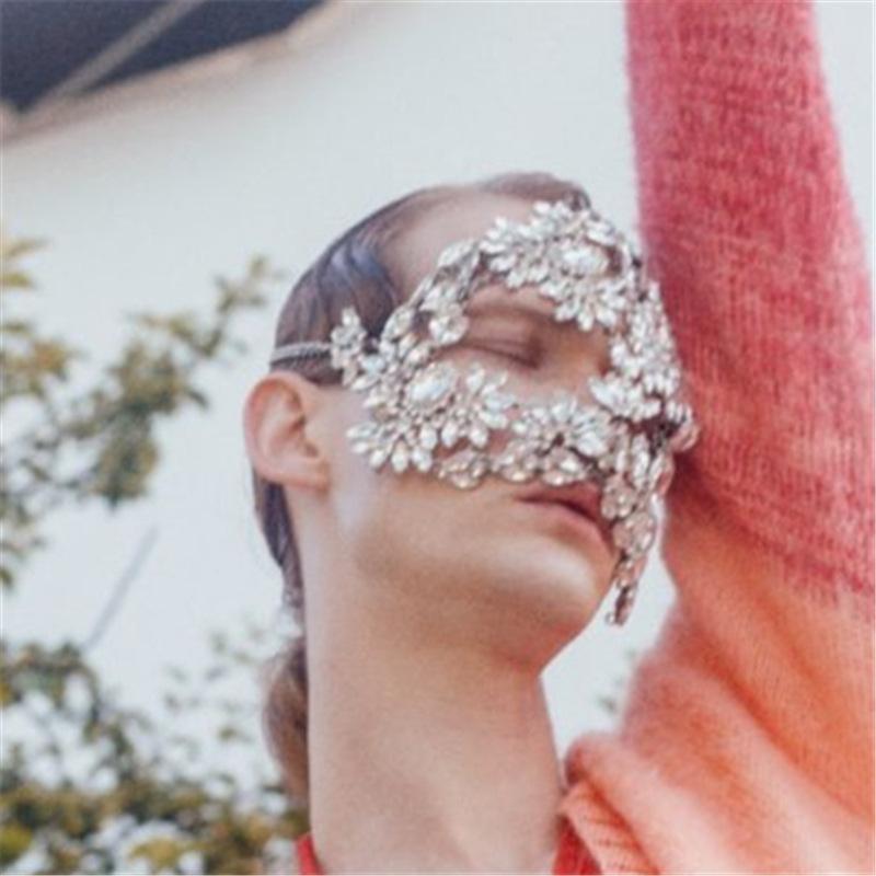 European And American New Exaggerated Masquerade Ball Mask, Personalized Holiday Party Performance Rhinestone Flower Mask Female Mask