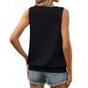 Women's Summer Vest Loose Pleated Round Neck Shirt Casual Sleeveless Top