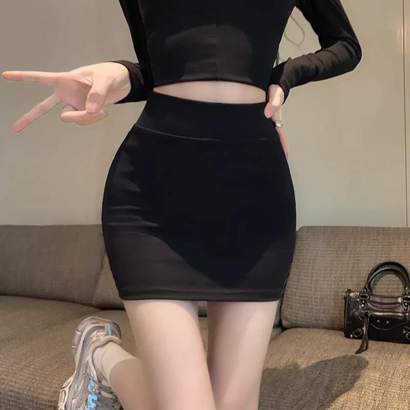 2026 Spring Women's High-Waisted Hip-Hugging Cotton Midi Skirt - Petite A-Line with Velvet