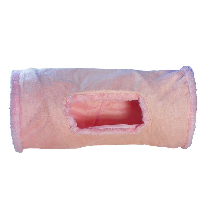 Foldable Suede Cat Tunnel: Scratch-Resistant Hideaway & Plush Play Toy розовый