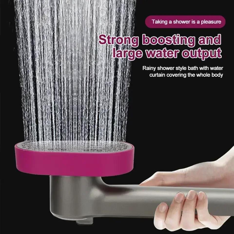 Handheld Shower Head 360° Rotation 4 Modes High Pressure Spray Nozzle Big Panel Large Flow ShowerHead Water Saving Filter