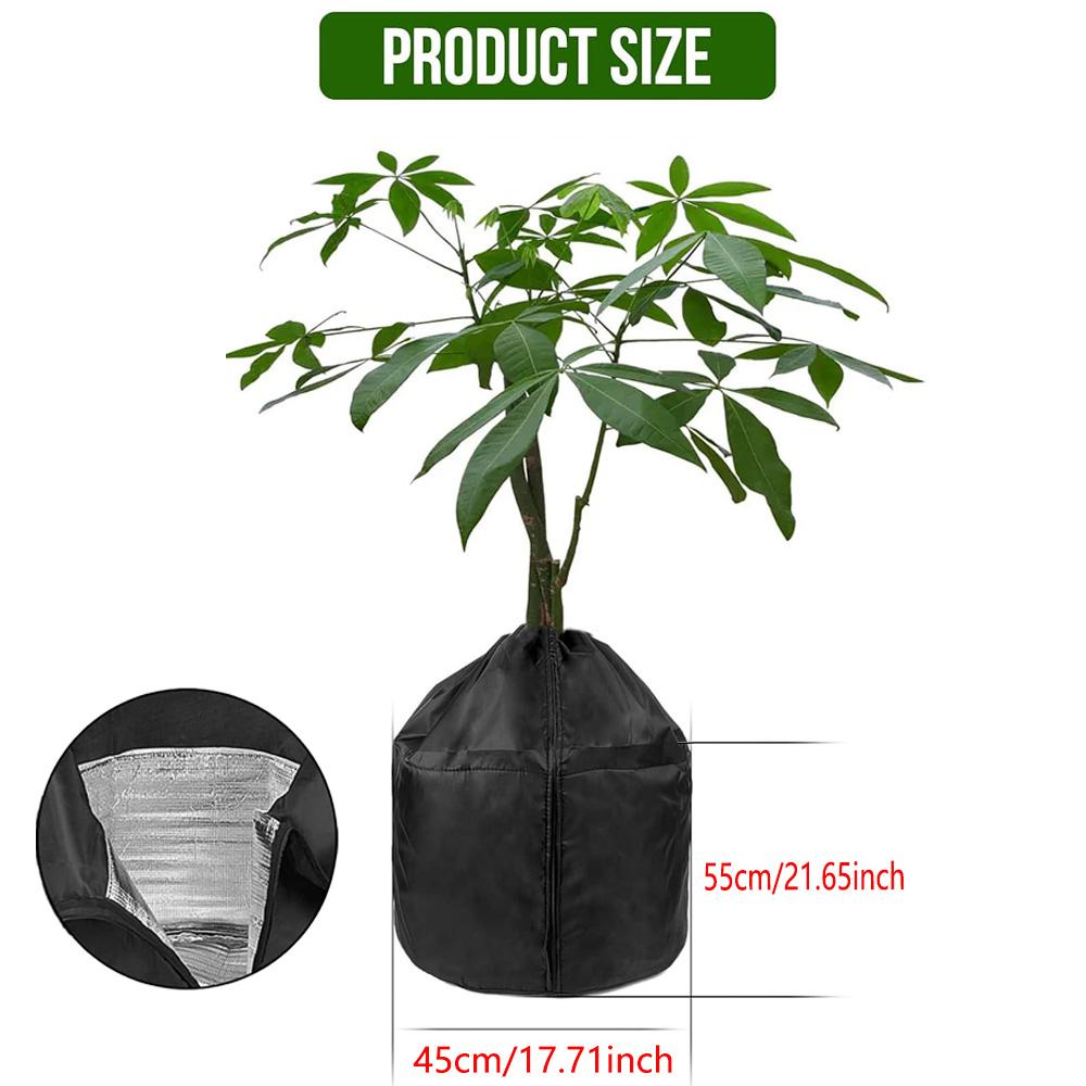 

1 шт. Зимний мешок для защиты растений со шнурком и молнией, дышащая нетканая ткань, защищает растения от мороза, 45 x 50 см чёрный
