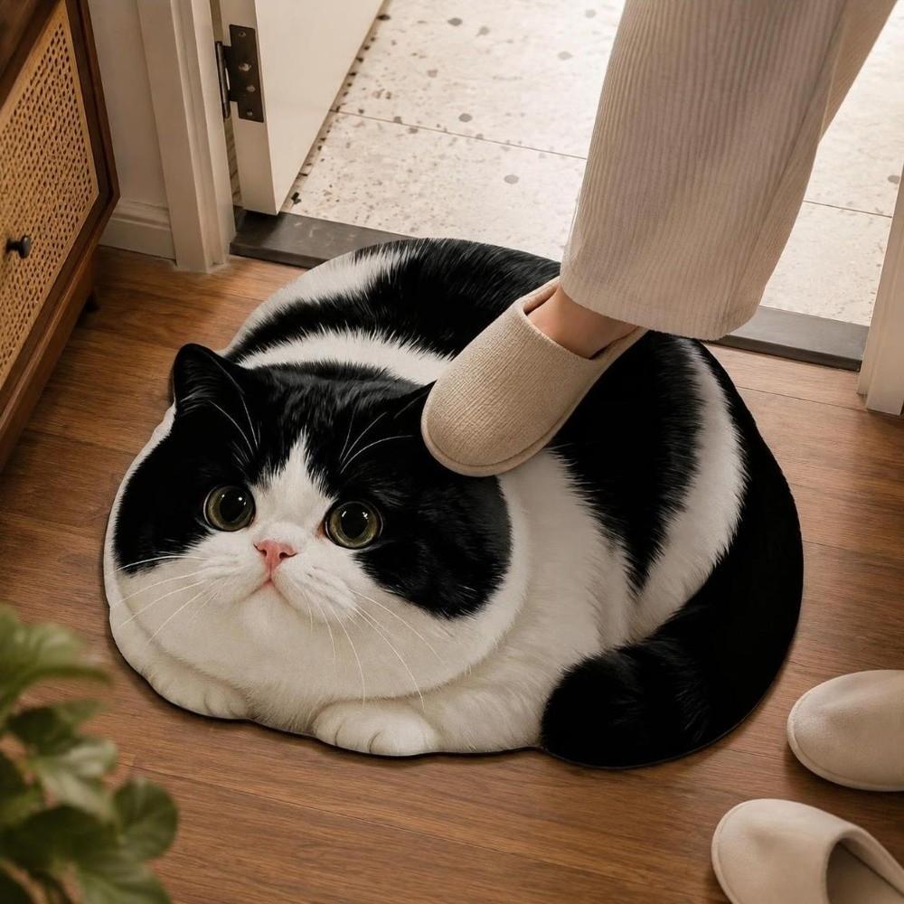 Diatomaceous Earth 3D Cat Floor Mat 45×60CM Bedroom Door Rug Creativity Bathroom Carpet Home Decor