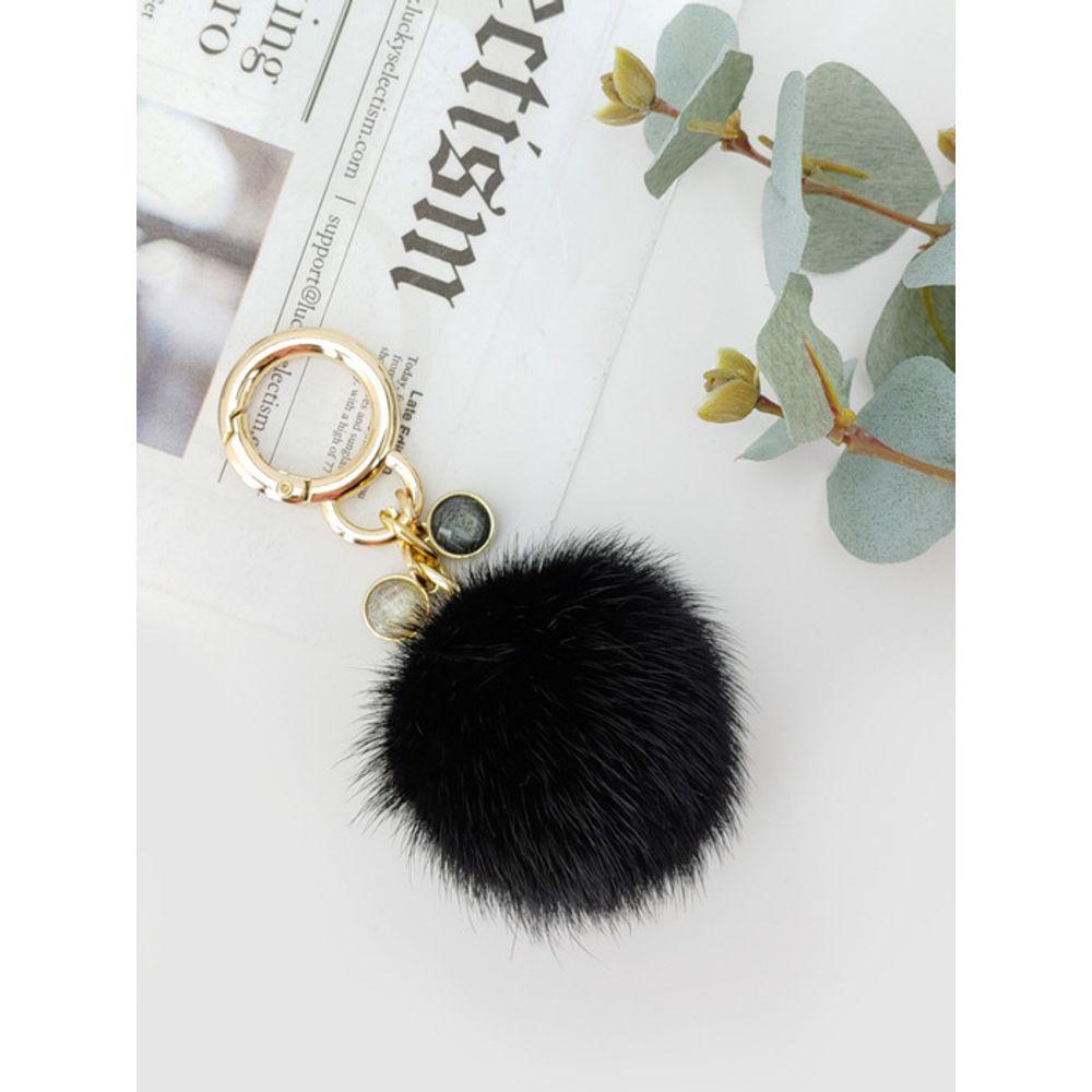 LALA Schlüsselanhänger aus echtem Nerzfell - Schwarz