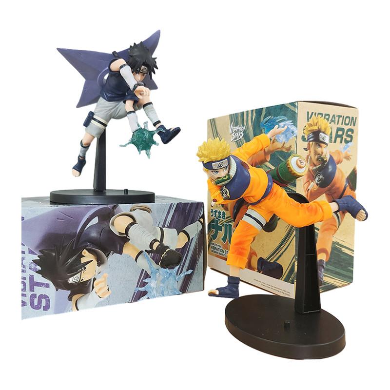 20cm Naruto Anime Figure Childhood Combat Version Uchiha Sasuke Naruto Uzumaki Action Figure PVC Collection Modle Toy Kids Gift