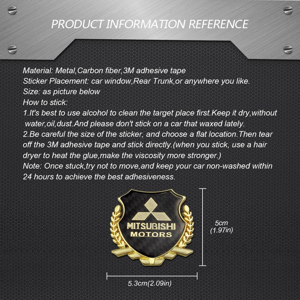 Kovový znak z uhlíkových vláken pro logo Mitsubishi RALLIART ASX Lancer 9 10 L200 Pajero Outlander Eclipse Samolepka na okno Znak