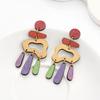 Environmentally Friendly Wood Earrings, Personalized Color Irregular Graphic Splicing Studs