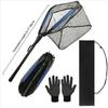 Folding Fishing Net With Non-Slip Gloves Storage Bag Telescoping Pole Handle Extend Landing Net Coated Nylon Mesh for Men Women