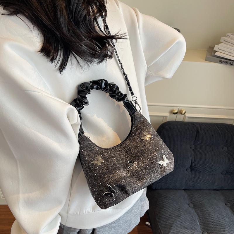 This year's popular bag summer 2025 new Korean version fashion pleated handbag women's versatile denim dumpling bag