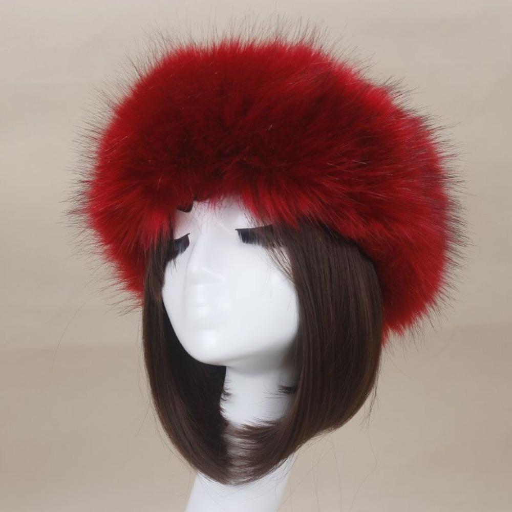 Women's Hat Faux Fox Fur Headband Hat Autumn and Winter Warm Headband Hat Plush Open Top Hat