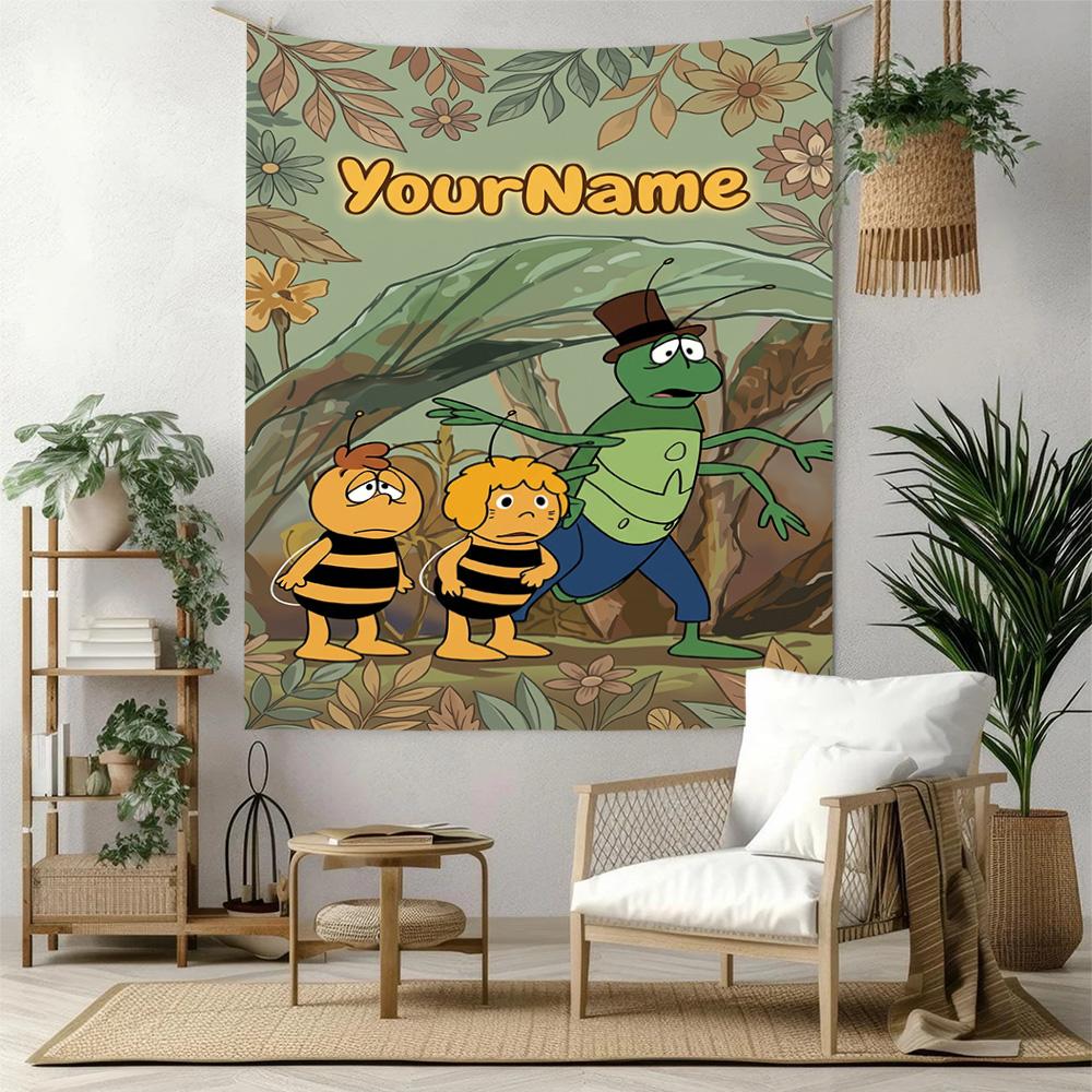 Biene Maja Custom Your Name Wall Decor Tapestry Art For Pet Memorial Birthdaywedding Party Backdrop Family Gift