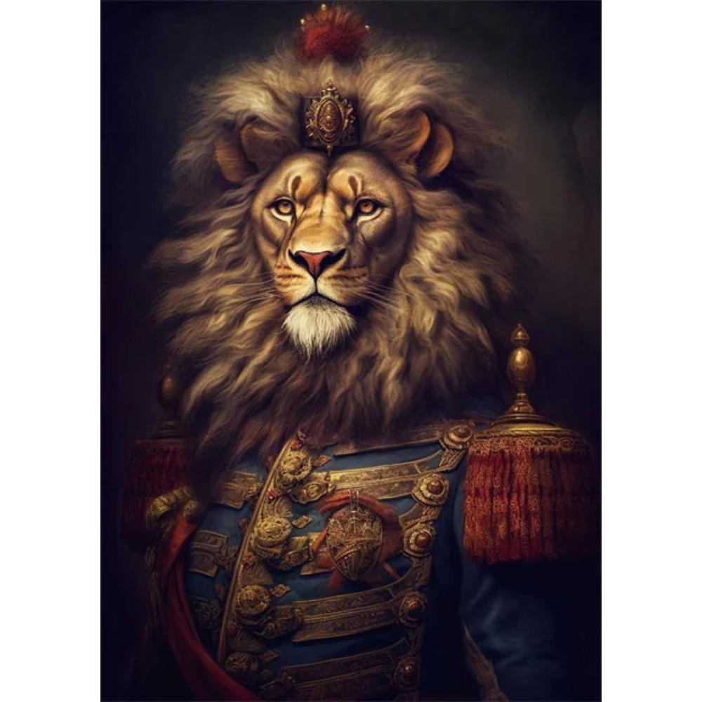Noble Animals Deer Lion Portrait Vintage Art Posters Canvas Prints Art Paintings Cool Animal Wall Art Pictures Living Room Decor