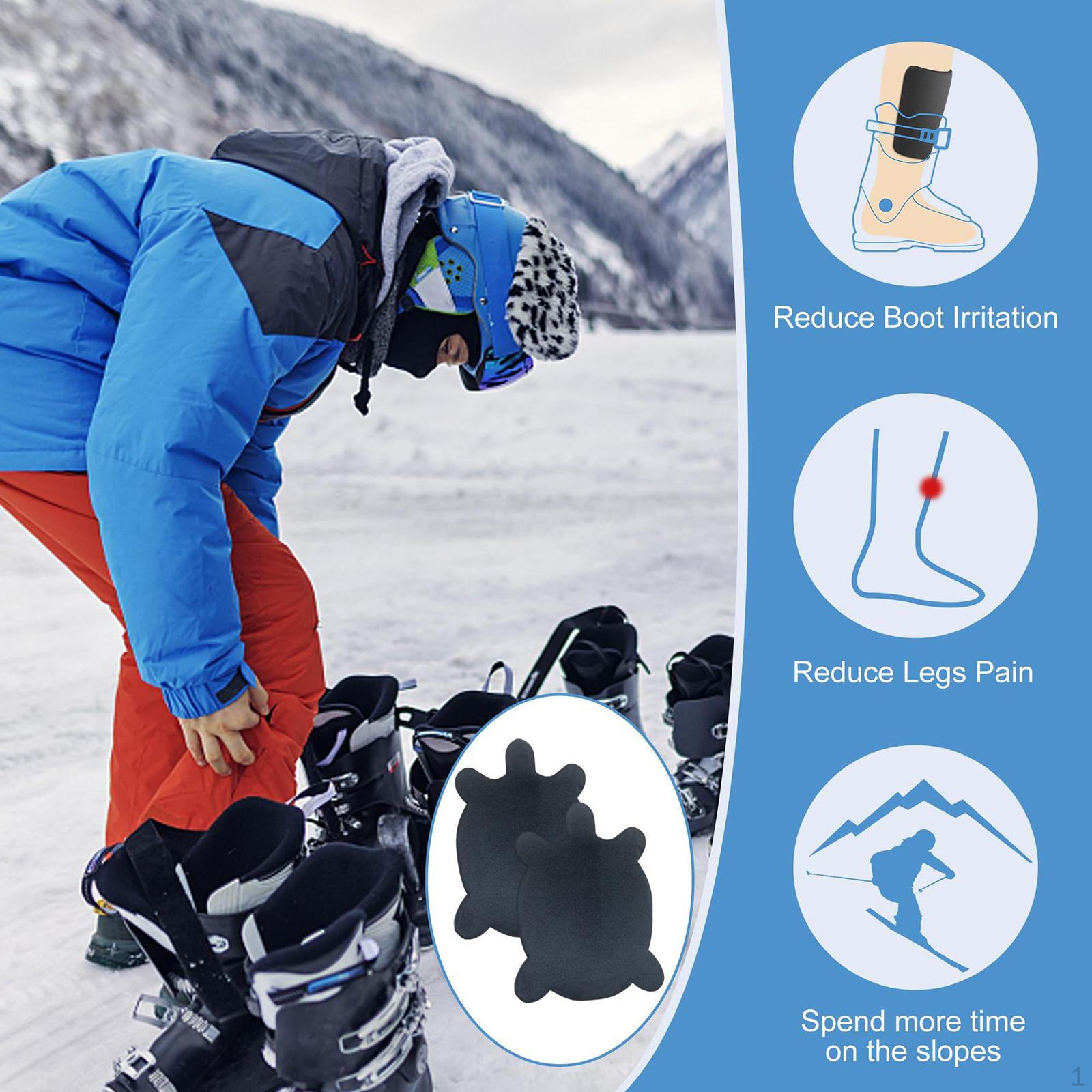 

2 Pieces Snowboard Protection, Shock Absorbing, Neoprene, Professional Padded Ski Boot Liners Shin