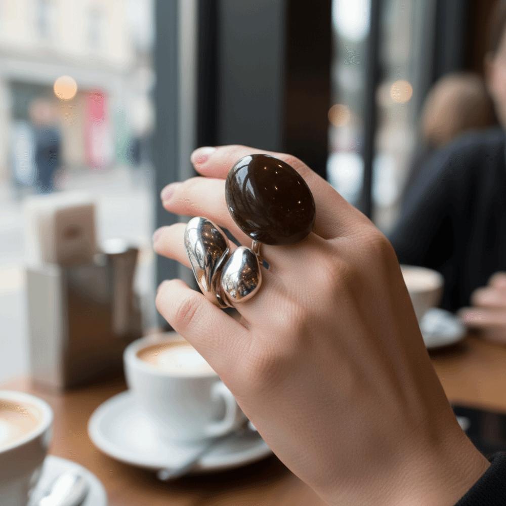 Acrylic Water Drop Rings Smooth Surface Geometric Finger Rings Resin Knuckle Rings Party Jewelry