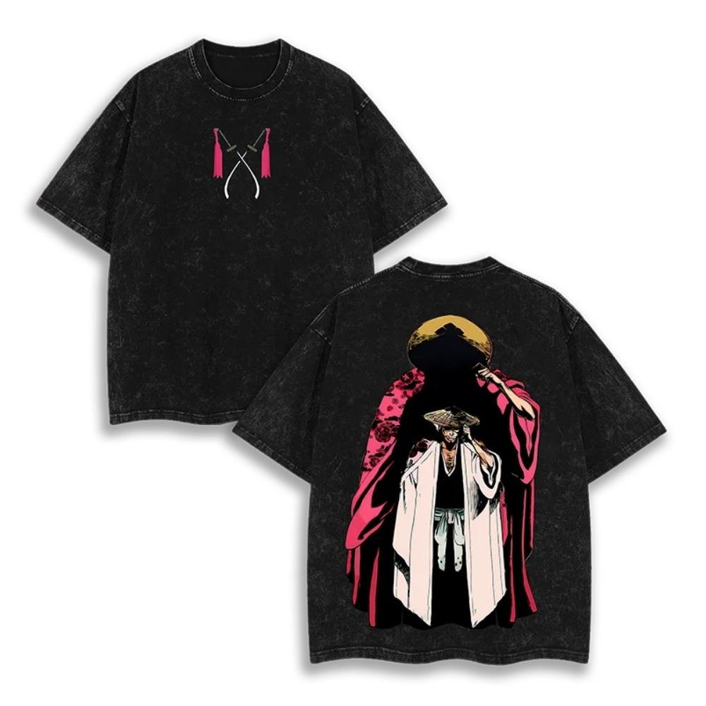 Washed Oversized Bleach Anime Graphic Print Tshirt Women Ichigo Kurosaki Bankai Hollow Bleach Female Unisex Clothing Tee